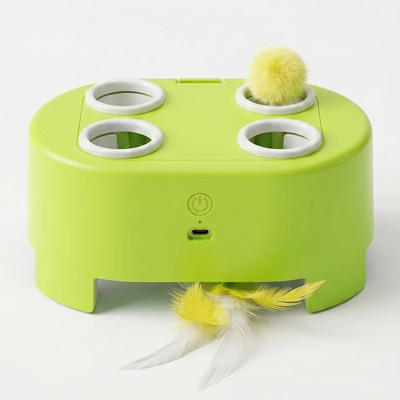 Automatic Whack‑a‑Mole Cat Toy Rechargeable Interactive Kitten Toy Replaceable Feather Ball Indoor Self‑Play Relieve Boredom