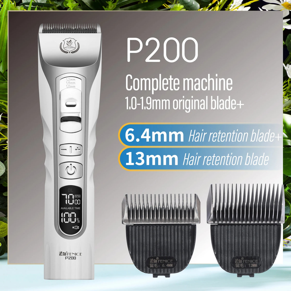Fenice Dog Hair Cutting Machine Clippers Grooming Pet Animals Haircut Trimmer Shaver Set Pets Cordless Rechargeable Professional