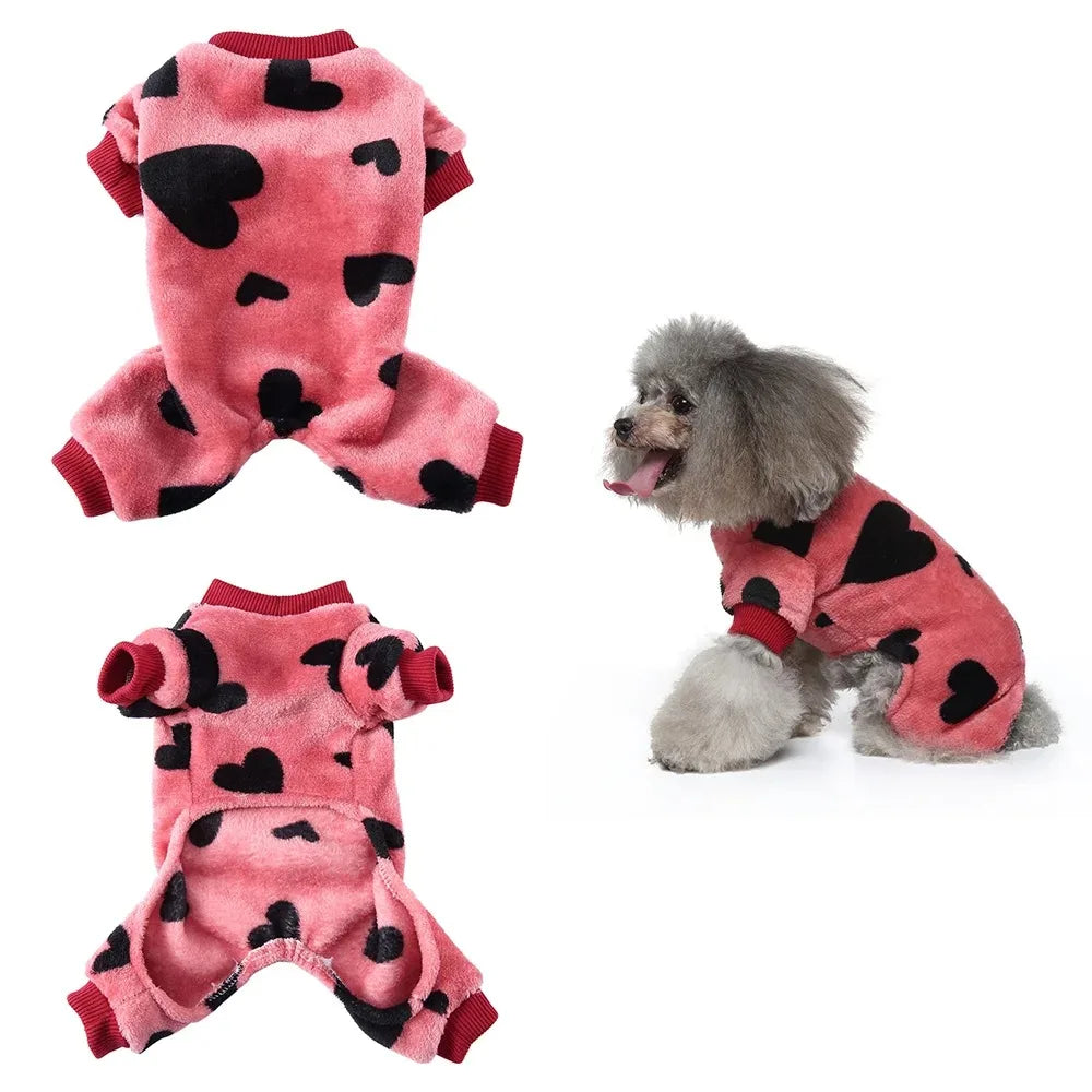 Winter Dog Pajamas Pomeranian Overalls Halloween Print Warm Jumpsuit Soft Cozy Chihuahua Small Medium Puppy Pet Clothes Hot New