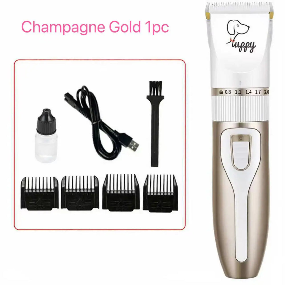 Professional Pet Hair Trimmer for Dogs Cats Rabbits, Rechargeable Grooming Clipper Ceramic Blade Low Noise Hair Cutting Tool