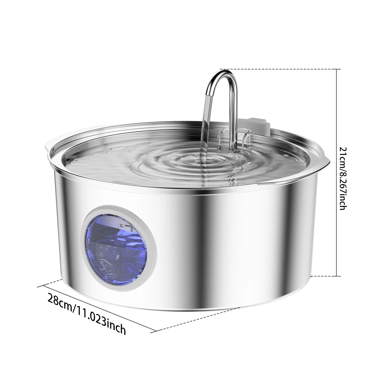 Large Dog Water Fountain, Stainless Steel Ultra-Quiet Dog Water Fountain for Large Dogs, Cats and Multi-Pet Homes