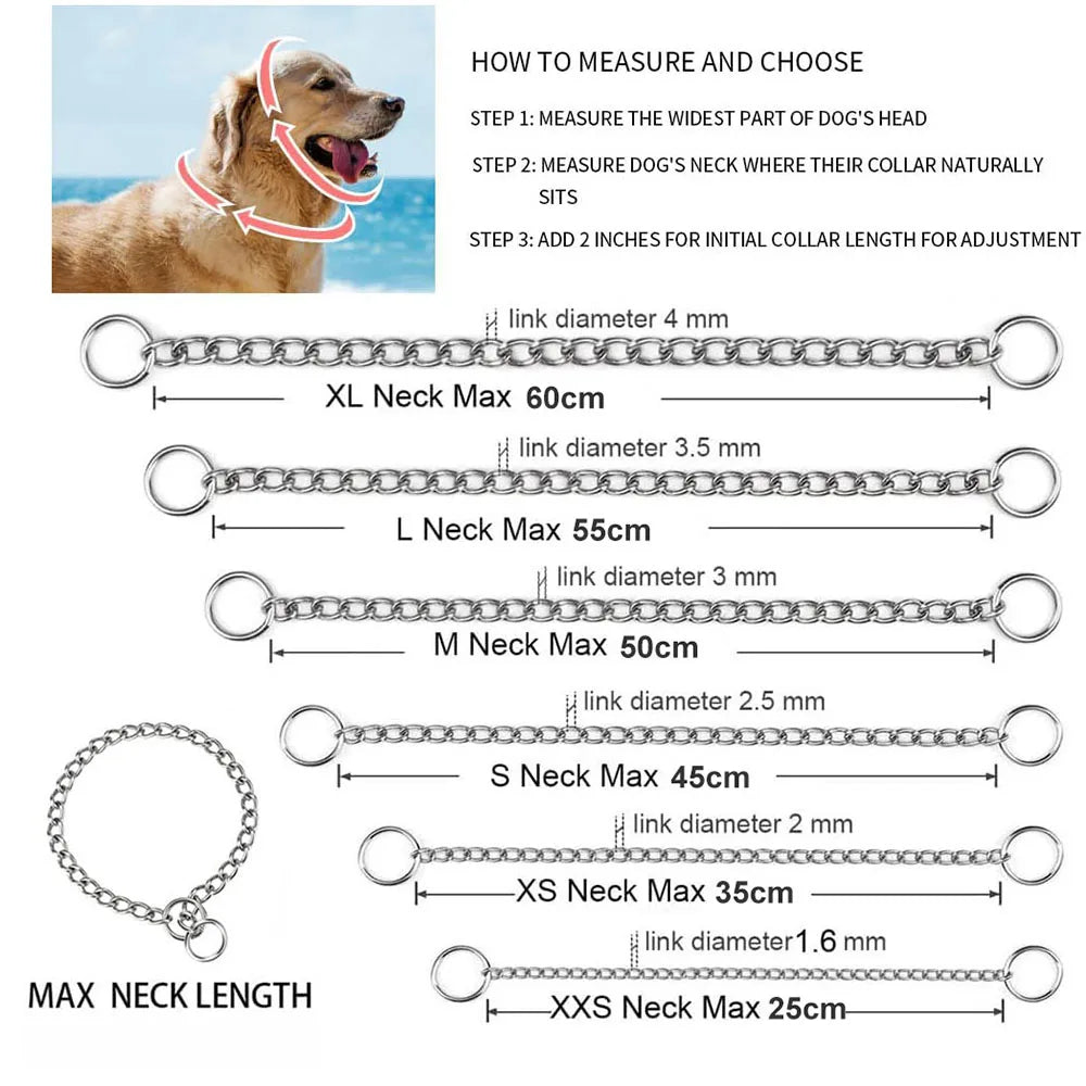 Dog Choke Collar Slip P Chain Heavy Duty Dog Metal Training Choke Collar Adjustable Slip Chains for Small Medium Large Dogs Neck