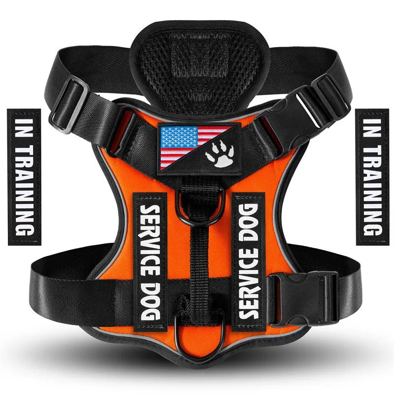Oxford Working Dog Harness Reflective Medium Large Dog Vest Harness with 5 PCS Patches WD Harness Pet Dog Accessories