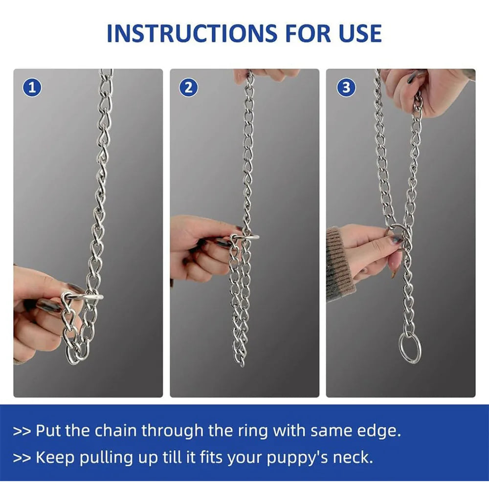 Dog Choke Collar Slip P Chain Heavy Duty Dog Metal Training Choke Collar Adjustable Slip Chains for Small Medium Large Dogs Neck