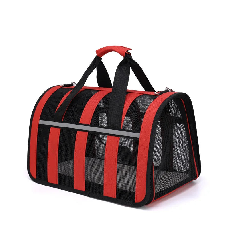 Stylish Breathable Pet Carrier, Dual Use Crossbody & Handheld Travel Cage, Portable Backpack for Cats & Small Dogs
