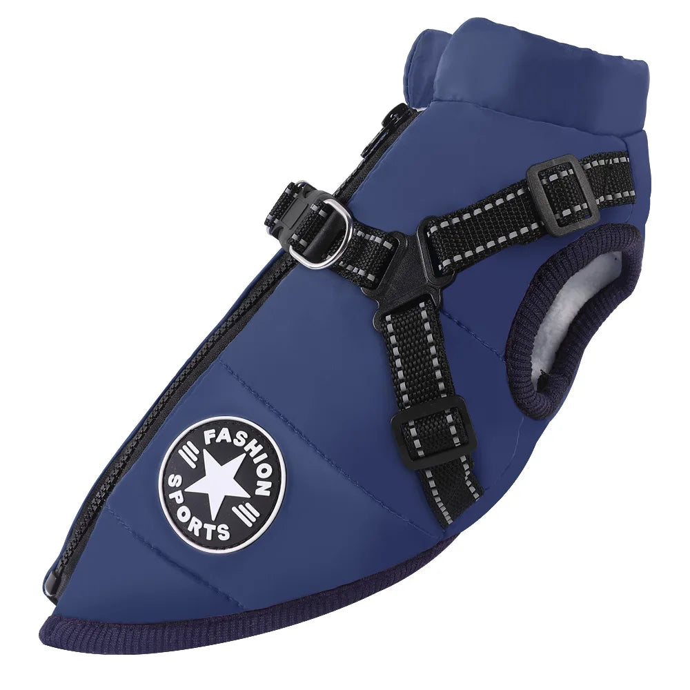 Large Pet Dog Jacket With Harness Winter Warm Dog Clothes For Labrador Waterproof Big Dog Coat Chihuahua French Bulldog Outfits
