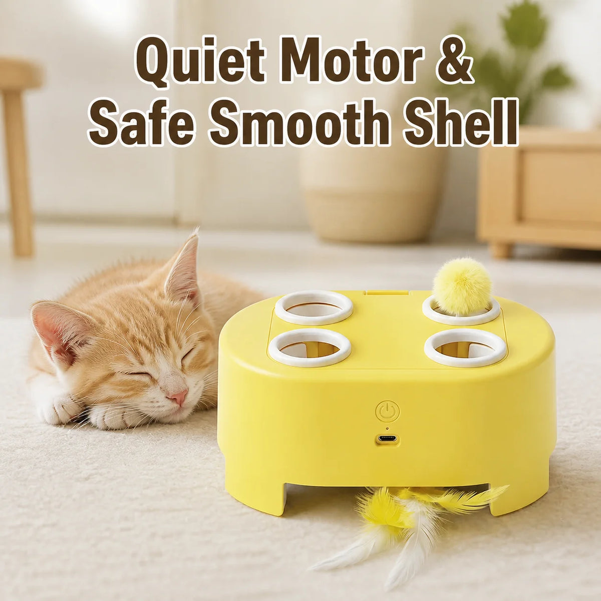 Automatic Whack‑a‑Mole Cat Toy Rechargeable Interactive Kitten Toy Replaceable Feather Ball Indoor Self‑Play Relieve Boredom
