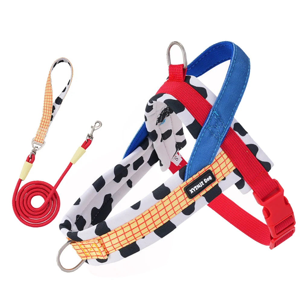 Small Dog Harness and Leash Set,Saddle Style Plaid Adjustable Puppy Vest for Dog Walking Outdoor