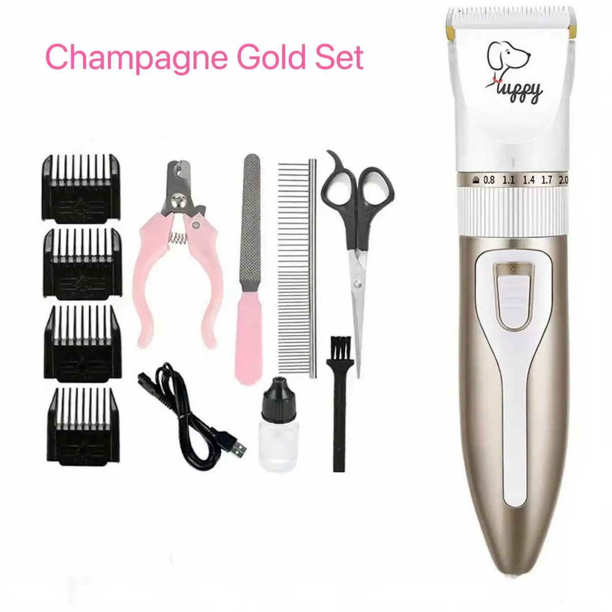 Professional Pet Hair Trimmer for Dogs Cats Rabbits, Rechargeable Grooming Clipper Ceramic Blade Low Noise Hair Cutting Tool