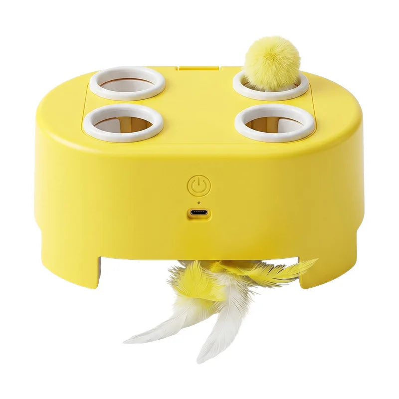 Automatic Whack‑a‑Mole Cat Toy Rechargeable Interactive Kitten Toy Replaceable Feather Ball Indoor Self‑Play Relieve Boredom
