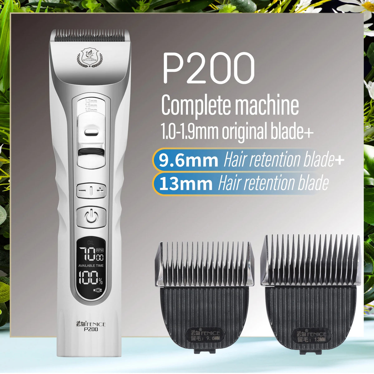 Fenice Dog Hair Cutting Machine Clippers Grooming Pet Animals Haircut Trimmer Shaver Set Pets Cordless Rechargeable Professional