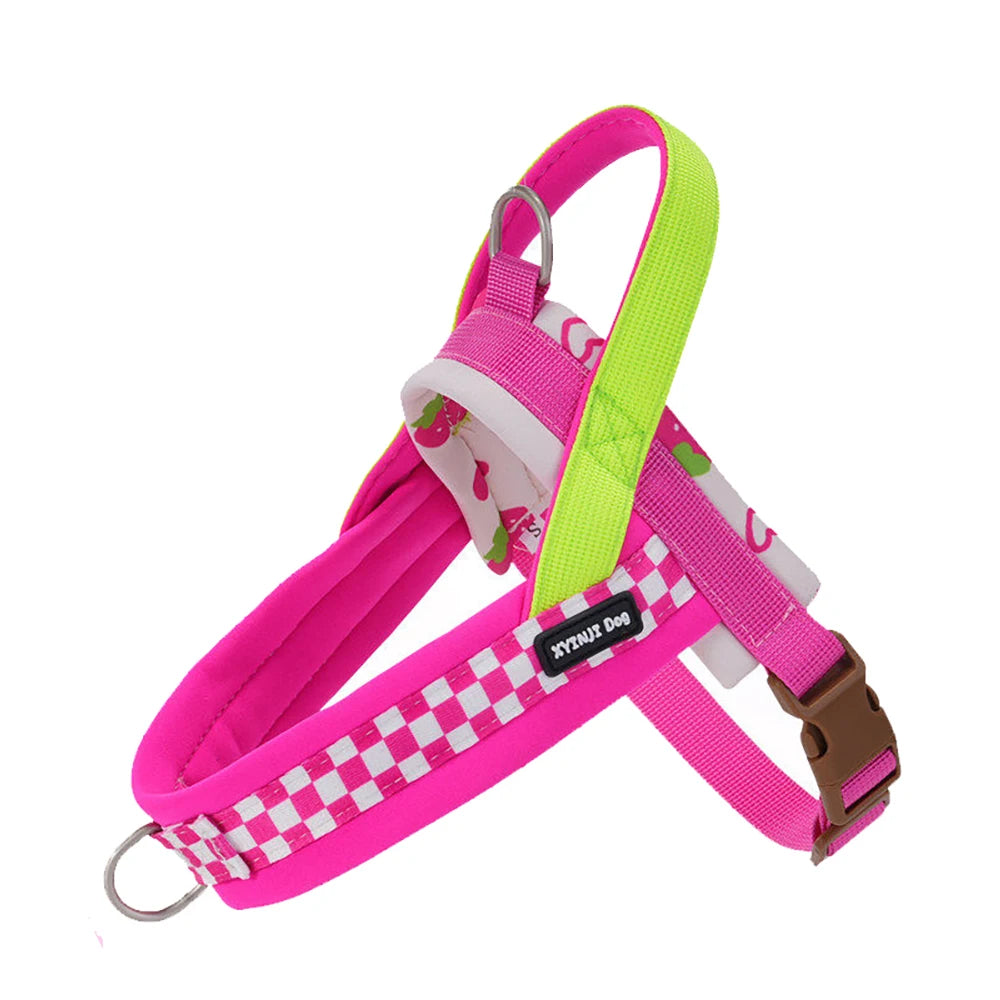 Small Dog Harness and Leash Set,Saddle Style Plaid Adjustable Puppy Vest for Dog Walking Outdoor