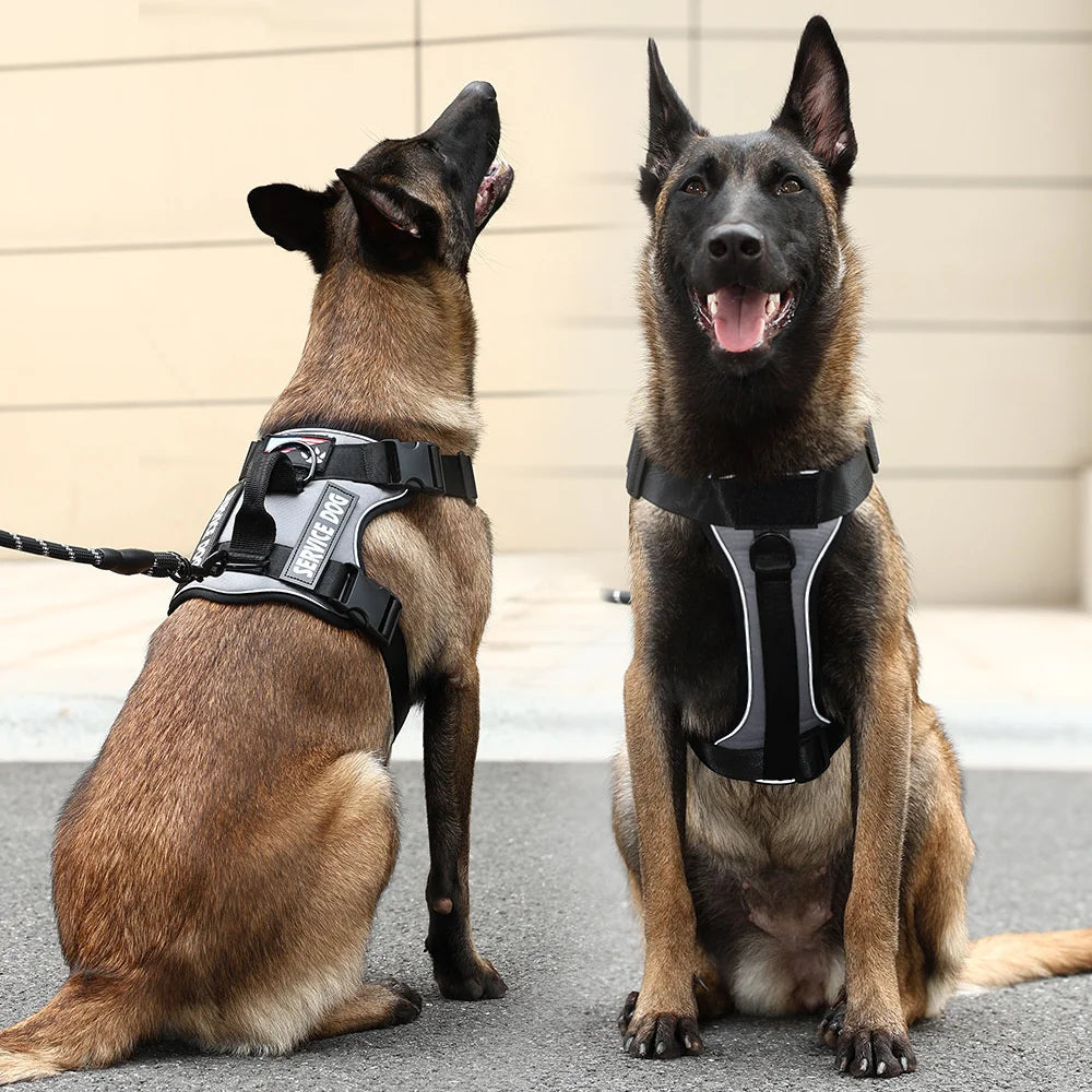 Oxford Working Dog Harness Reflective Medium Large Dog Vest Harness with 5 PCS Patches WD Harness Pet Dog Accessories
