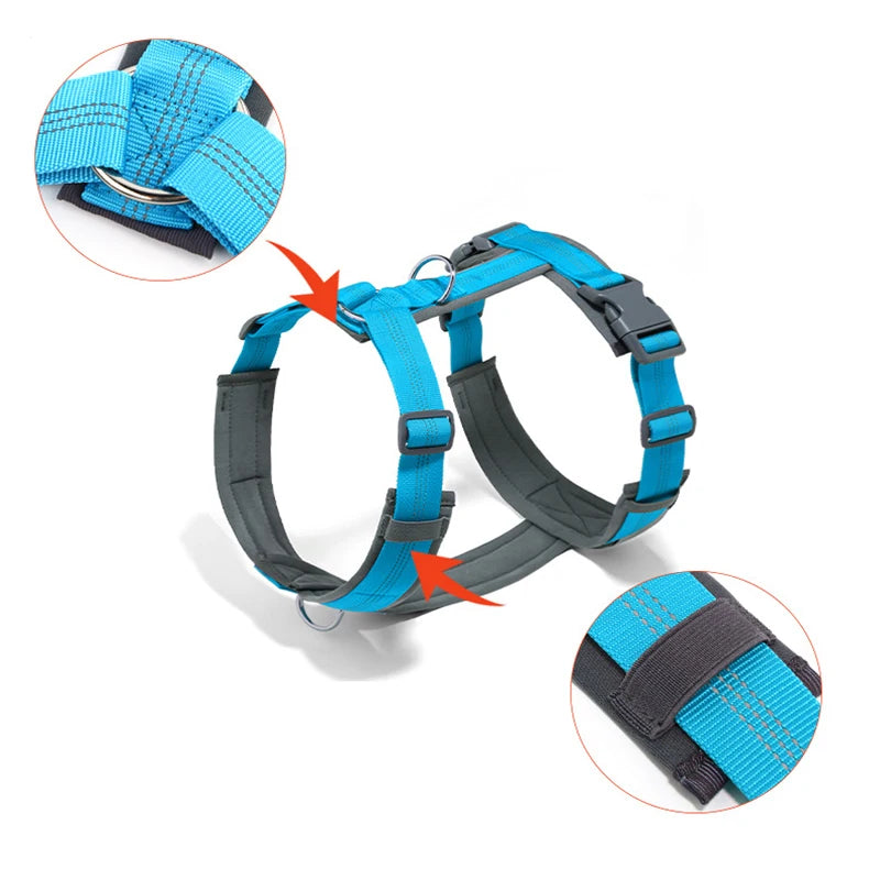 Comfortable Adjustable H-Shaped Large Dog Harness Washable Nylon Nighttime Reflective No Pull Pet Vest Harness Arnés Para Perros