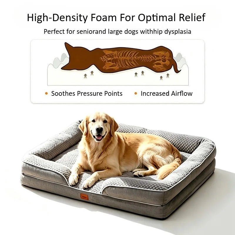 Orthopedic Dog Bed with Memory Foam & Egg-Crate Foam, Washable Waterproof Cover, Non-Slip Pet Couch for Small Medium Dogs, 4 Sizes