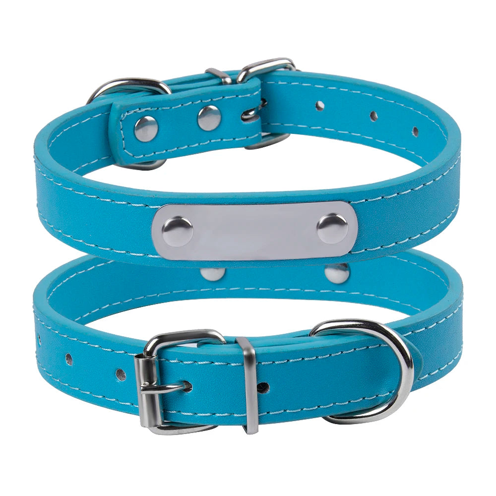 Custom Leather Dog Collar Leash Personalized Pet Collars and Leash Set Durable Leather Collar Lead for Small Medium Large Dogs
