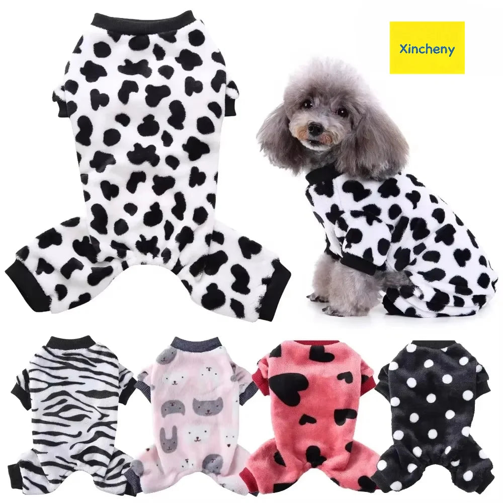 Winter Dog Pajamas Pomeranian Overalls Halloween Print Warm Jumpsuit Soft Cozy Chihuahua Small Medium Puppy Pet Clothes Hot New
