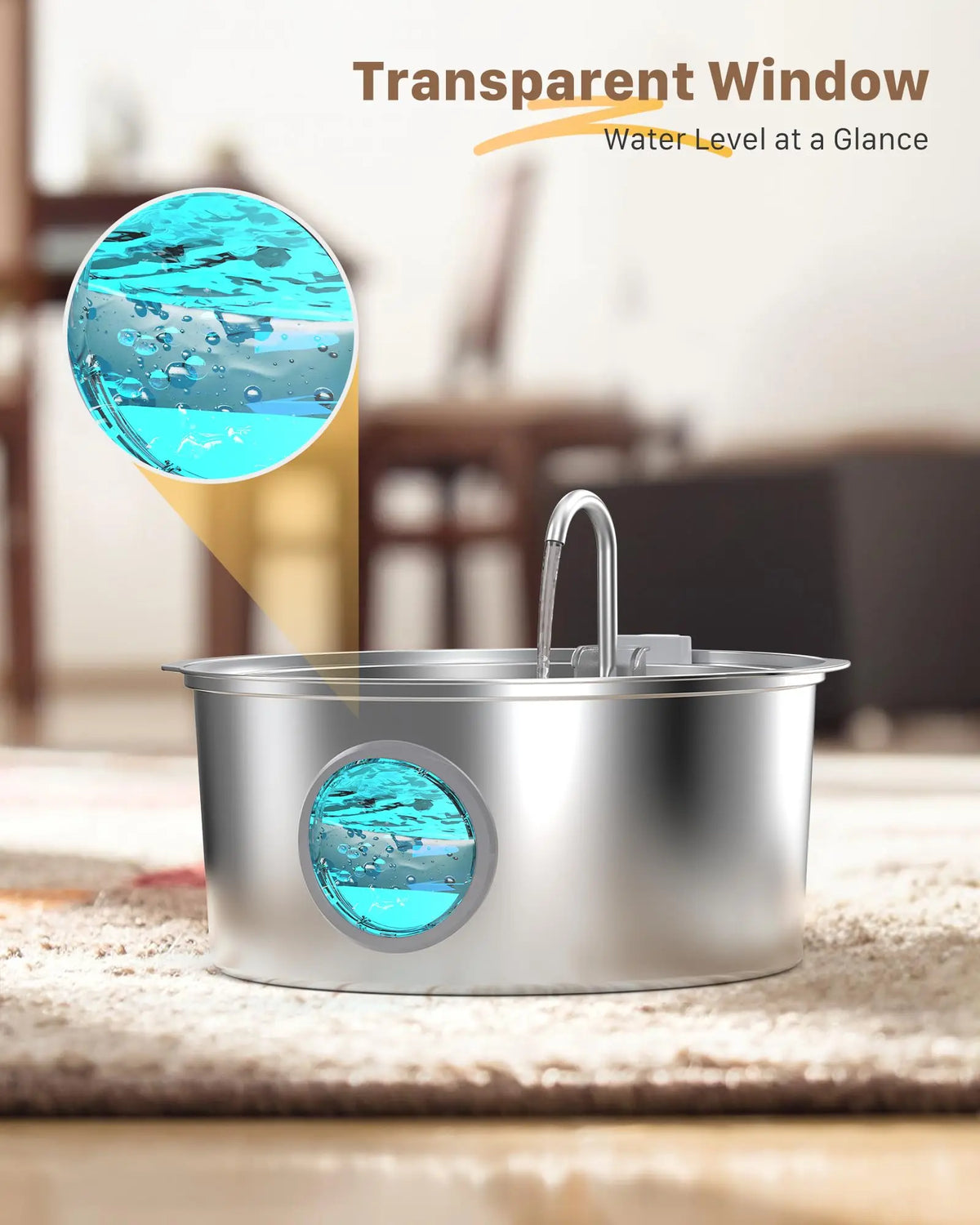 Large Dog Water Fountain, Stainless Steel Ultra-Quiet Dog Water Fountain for Large Dogs, Cats and Multi-Pet Homes