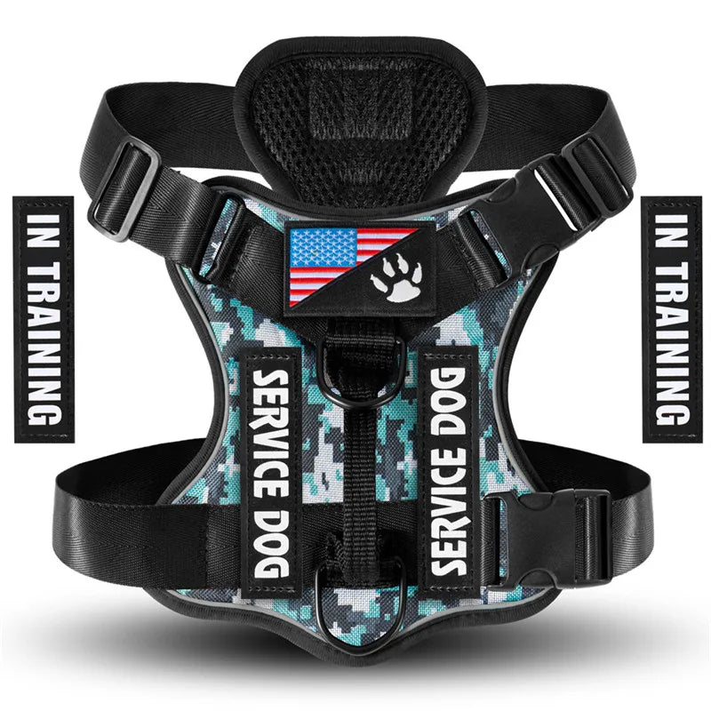 Oxford Working Dog Harness Reflective Medium Large Dog Vest Harness with 5 PCS Patches WD Harness Pet Dog Accessories