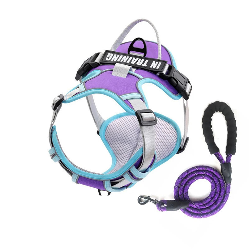 Nylon Adjustable Dog Harness Personalized Dog Harness Vest Reflective Breathable Pet Harness Leash For Small Medium Large Dogs