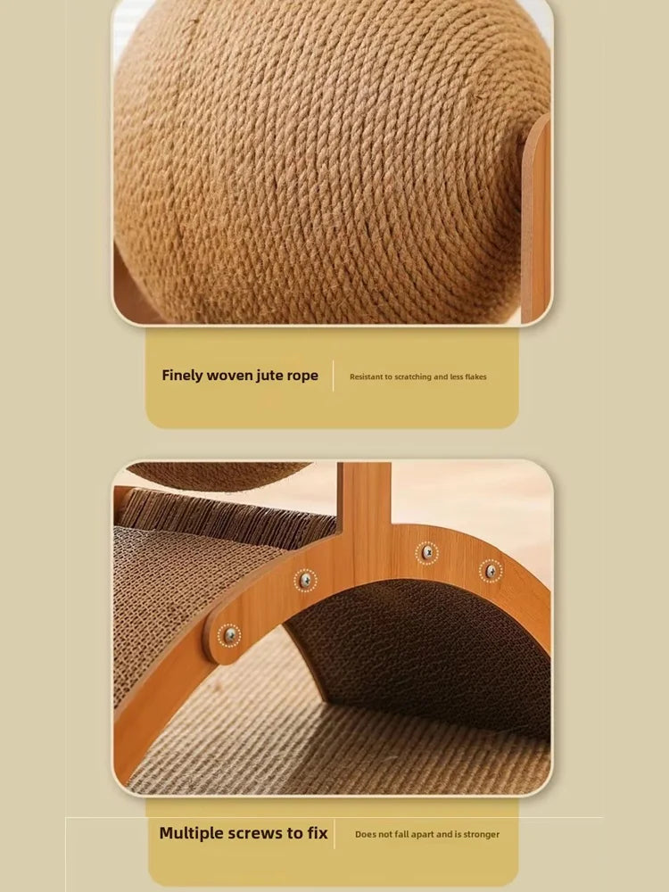 Wooden 2-in-1 Cat Scratcher, Ferris Wheel Vertical Scratching Ball, Sisal Ball, Honeycomb Grab Board, Wear-Resistant,Pet Toy
