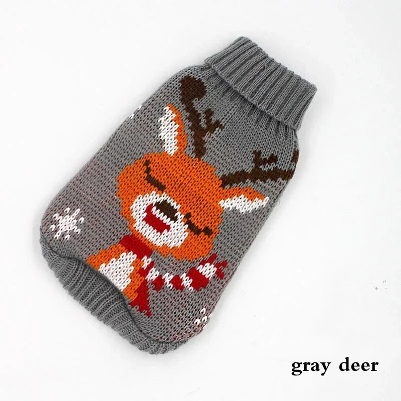 Christmas Vintage Dog Sweaters Holiday Reindeer Red Heart Style Dog Clothes New Year Soft Puppy Sweaters Warm Pet Sweaters for S