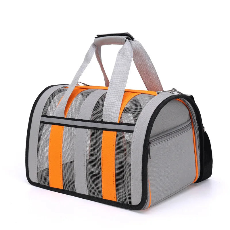 Stylish Breathable Pet Carrier, Dual Use Crossbody & Handheld Travel Cage, Portable Backpack for Cats & Small Dogs