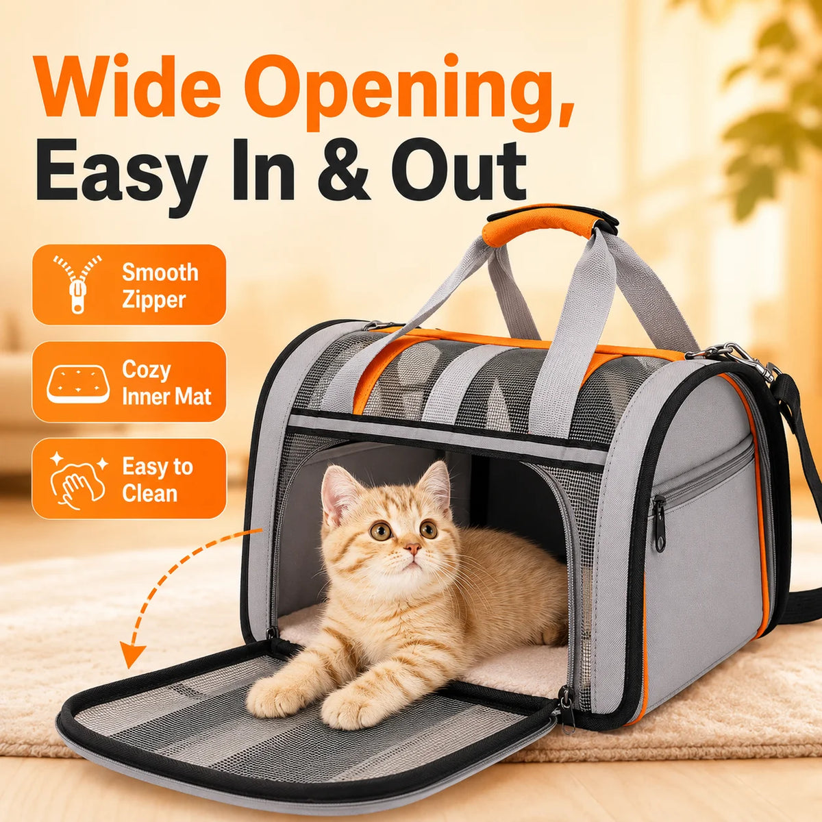 Stylish Breathable Pet Carrier, Dual Use Crossbody & Handheld Travel Cage, Portable Backpack for Cats & Small Dogs
