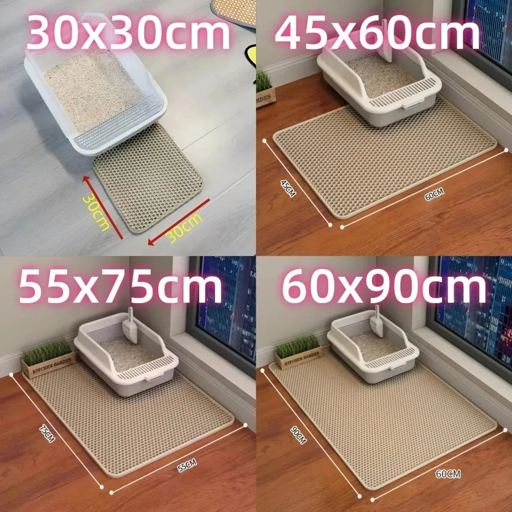 90X60CM Double Layer Cat Litter Mat Waterproof Nonslip Washable Sand Trapping Pet Toilet Mat for Home Cat Cleanliness