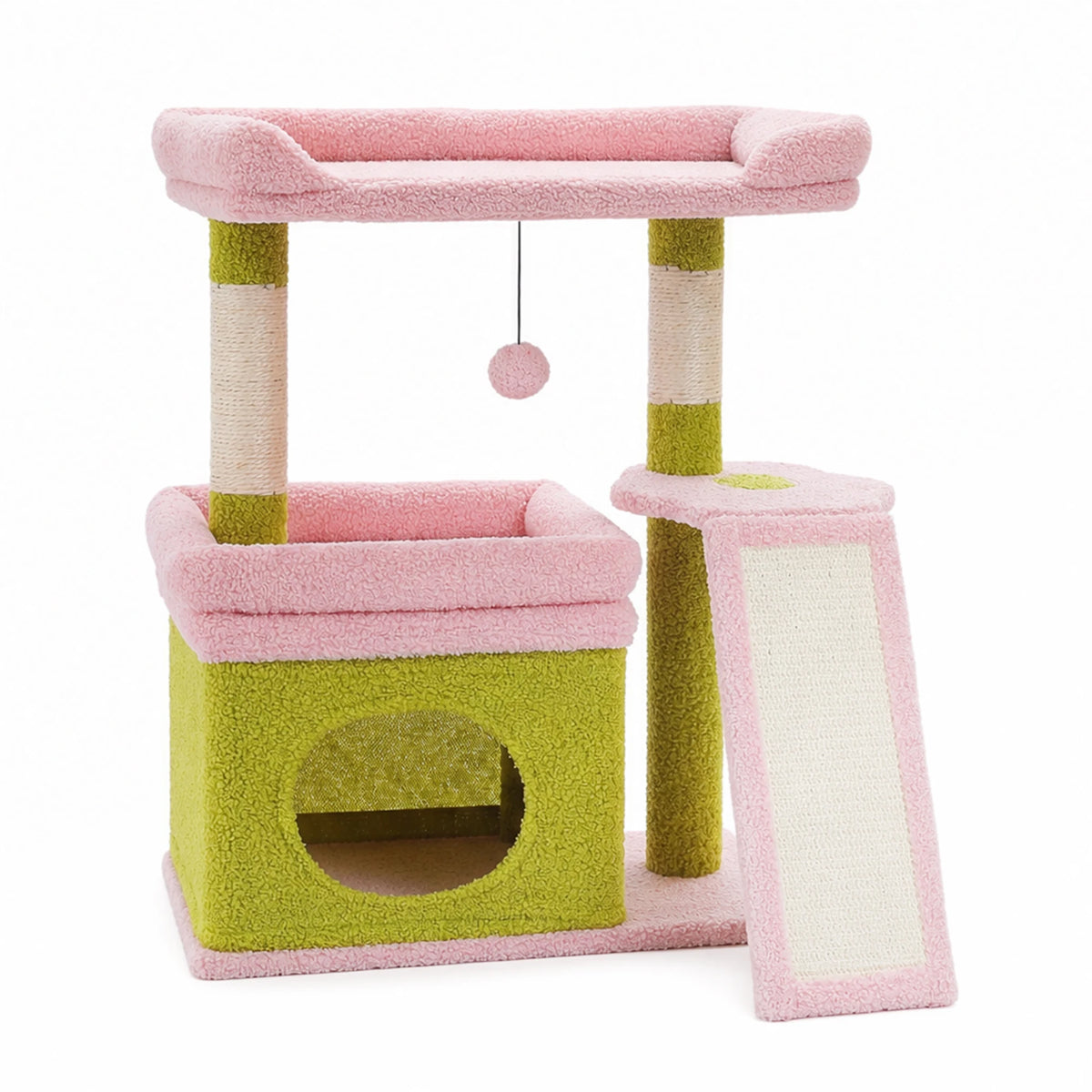 Small Cat Tree for Indoor Cat Tower with Sisal Scratching Post and Pad Wide Top Perch Large Cat Condo Cat Scratchers Cat Toys