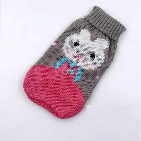 Christmas Vintage Dog Sweaters Holiday Reindeer Red Heart Style Dog Clothes New Year Soft Puppy Sweaters Warm Pet Sweaters for S