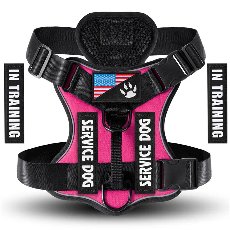 Oxford Working Dog Harness Reflective Medium Large Dog Vest Harness with 5 PCS Patches WD Harness Pet Dog Accessories