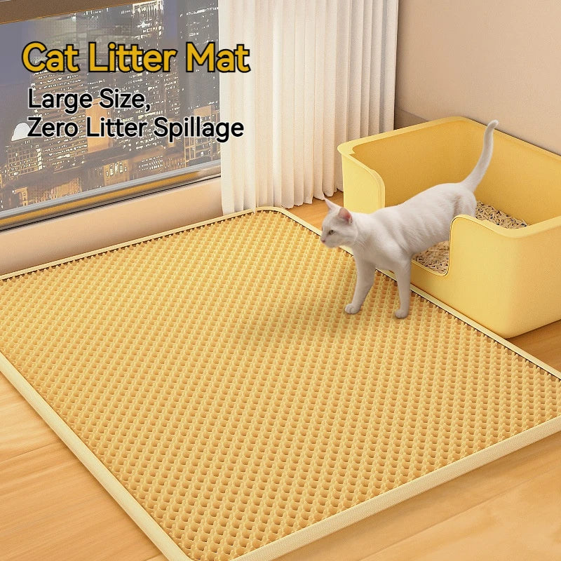 Double Layer Cat Litter Mat Anti-Scatter Litter Trapping Pad Prevents Litter Spilling Keep Floor Clean for Cat Litter Box