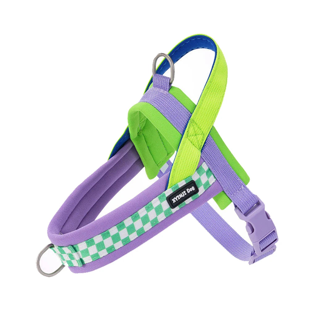 Small Dog Harness and Leash Set,Saddle Style Plaid Adjustable Puppy Vest for Dog Walking Outdoor