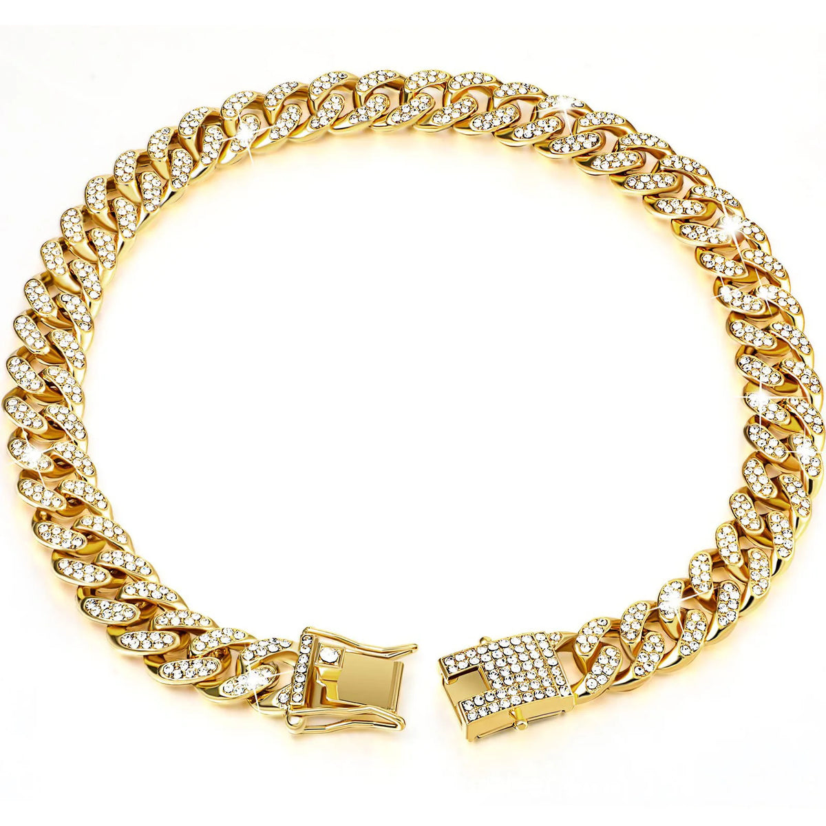 Shiny Rhinestone Cuban Chain Dog Pet Necklace Fashionable and Durable