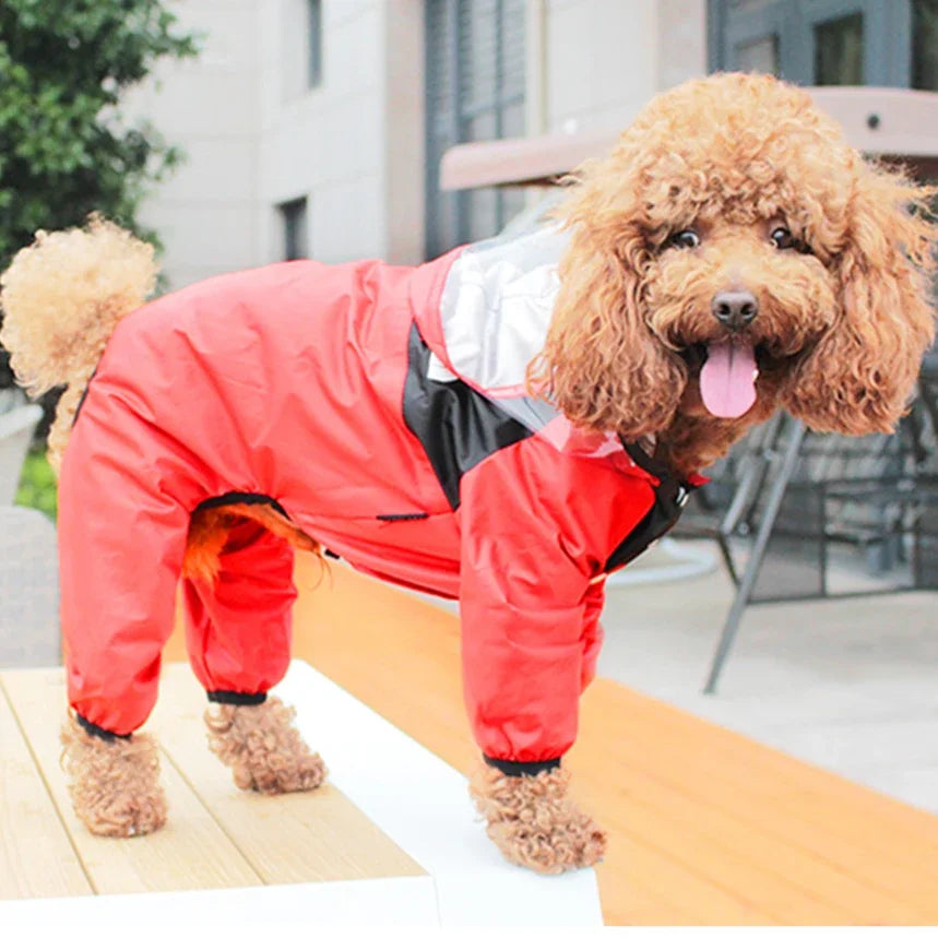 Pet Dog Raincoat Transparent Hooded Jumpsuit Dogs Waterproof Coat Water Resistant Clothes for Dogs Cats Jacket Pet Supplies