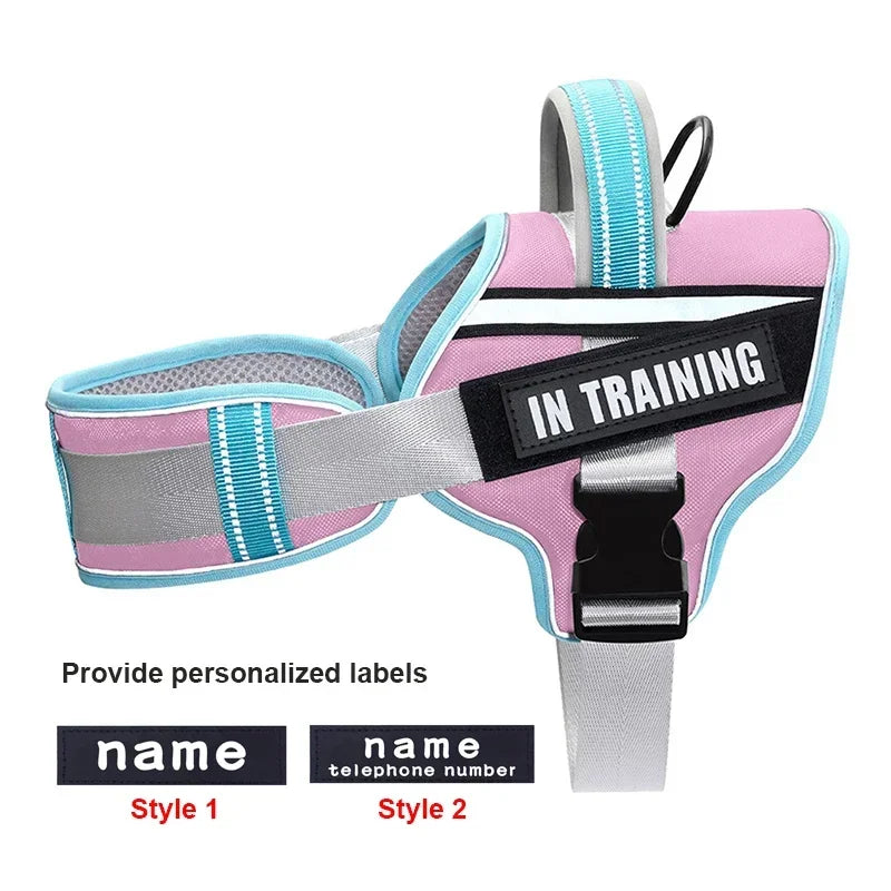 KOMMILIFE Adjustable Nylon Dog Harness Personalized Harness For Dogs Reflective Breathable Neck Guard Dog Harness Vest No Pull