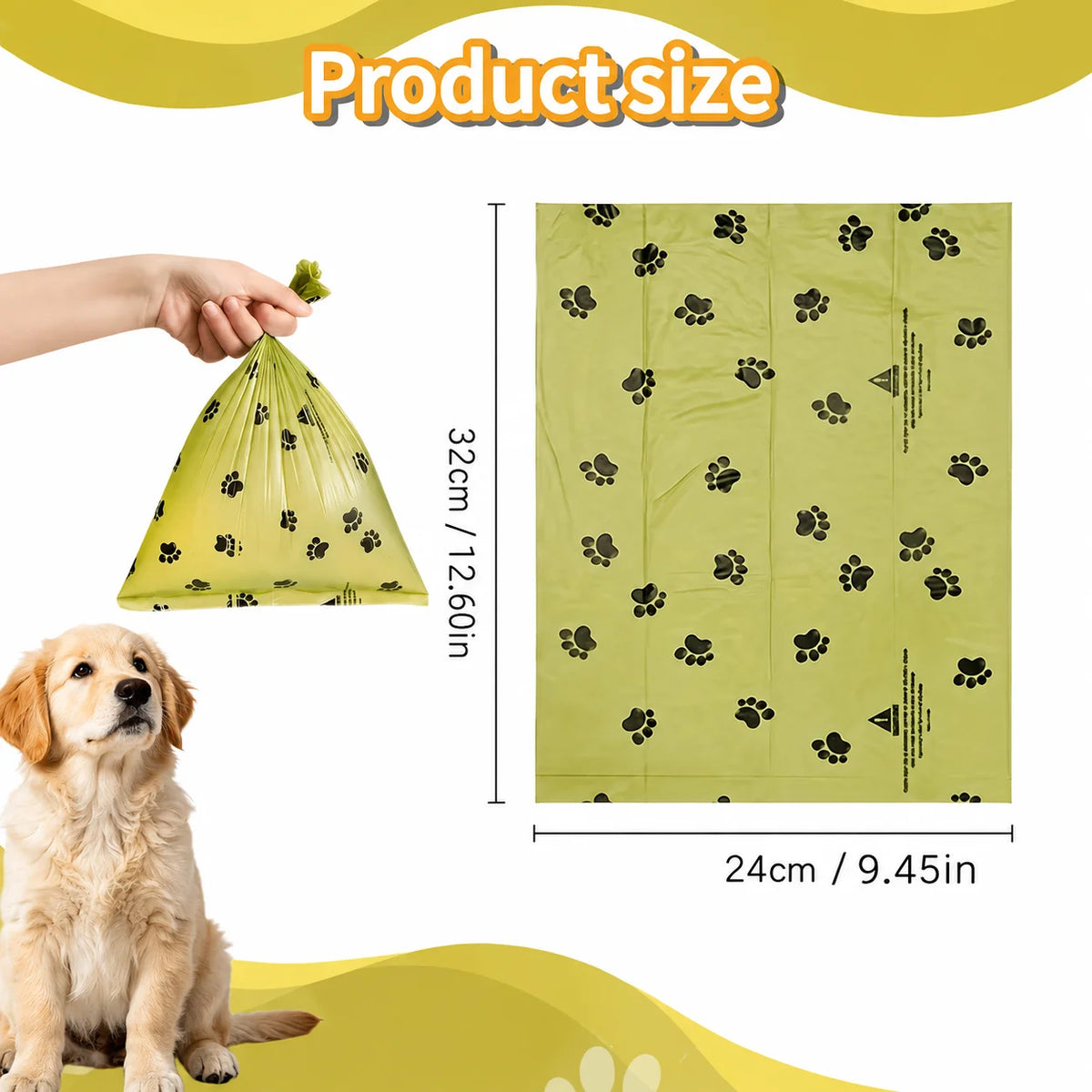 15 Rolls / 300 Pet Waste Bags – Thick, Leak-Proof Dog & Cat Poop Bags with Paw Print Design – Durable Plastic Bags for Pet Cleanup and Outdoor Use