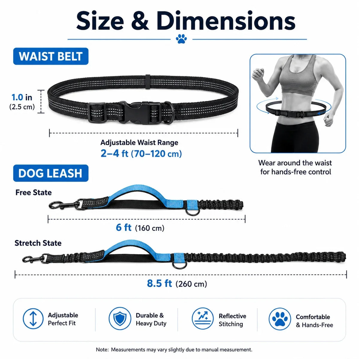 Pet Retractable Belt Leash For Running Reflective Retractable Hand Free Dog Leash with Adjustable Waist Rope For Outdoor Running