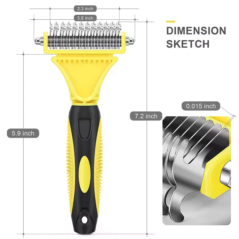 Pet Comb and Grooming Brush Two-Sided Cat Hair Brush Undercoat Rake Comb for Dog Cat Remove Knots Tangles Pet Hair Comb Artifact