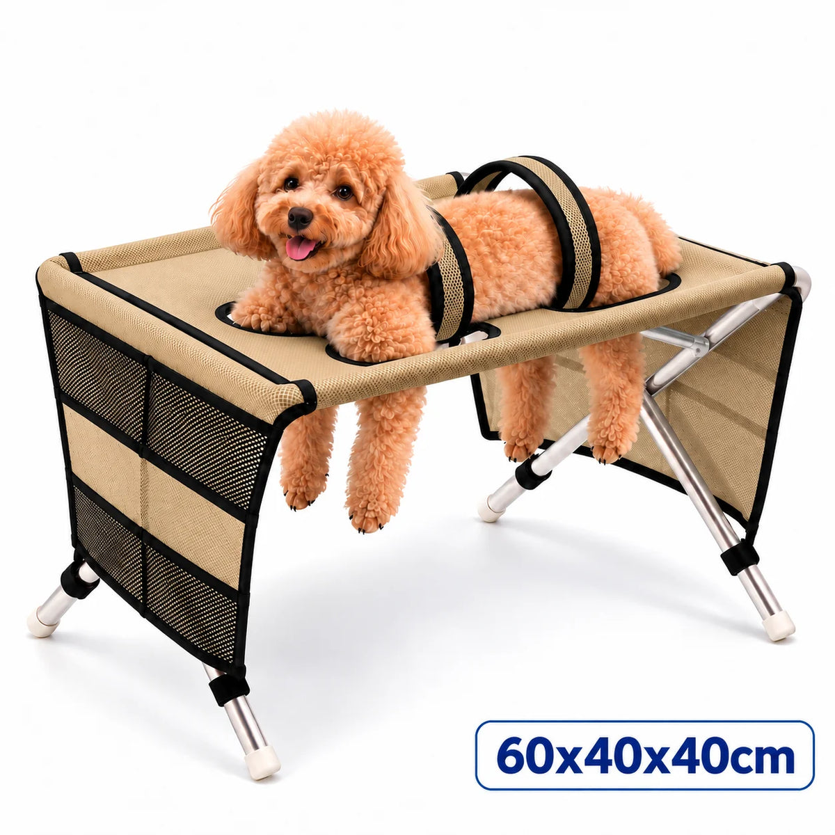 Pet Grooming Hammock Stand Foldable Dog Cat Nail Trimming Helper Mesh Bathing Drying Table for Small Pets