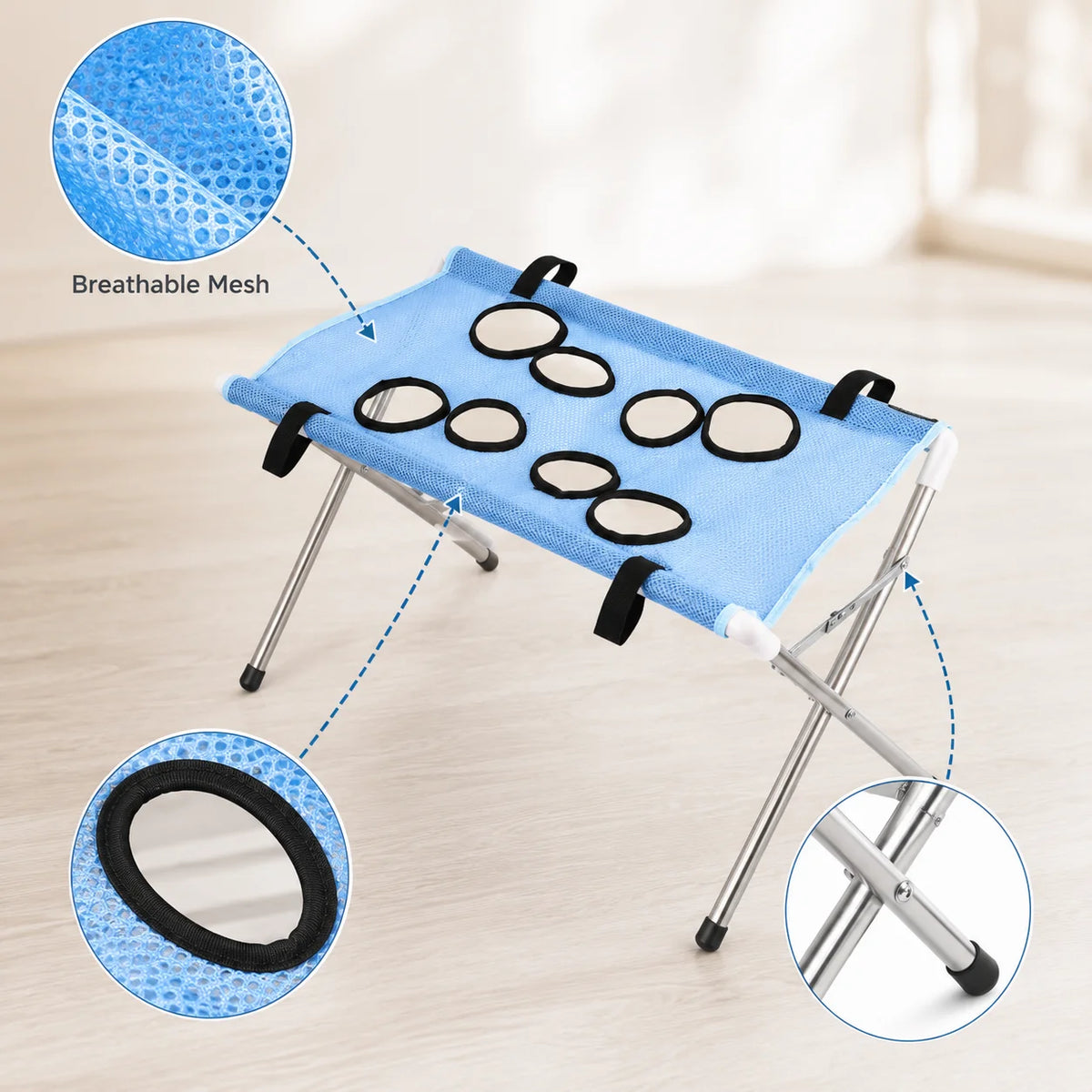 Pet Grooming Hammock Stand Foldable Dog Cat Nail Trimming Helper Mesh Bathing Drying Table for Small Pets