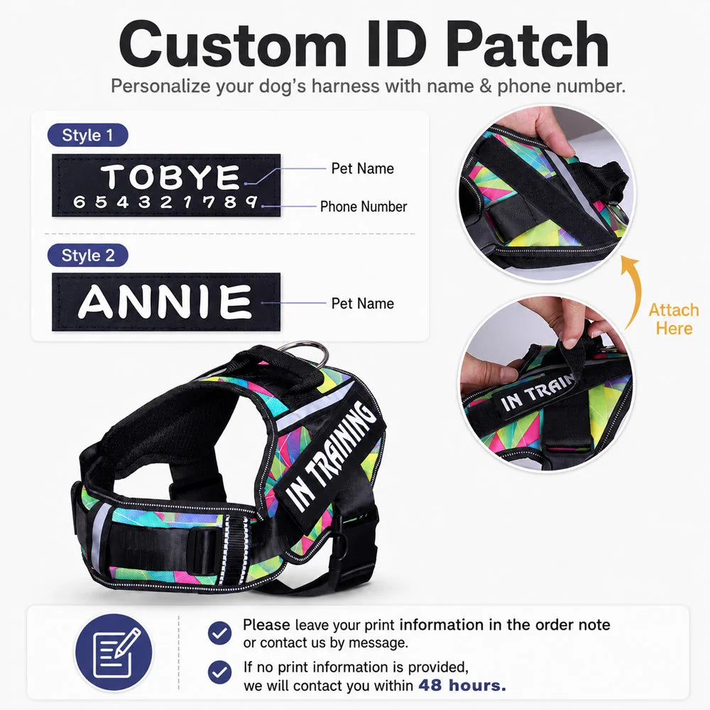 KOMMILIFE Adjustable Nylon Dog Harness Personalized Harness For Dogs Reflective Breathable Neck Guard Dog Harness Vest No Pull