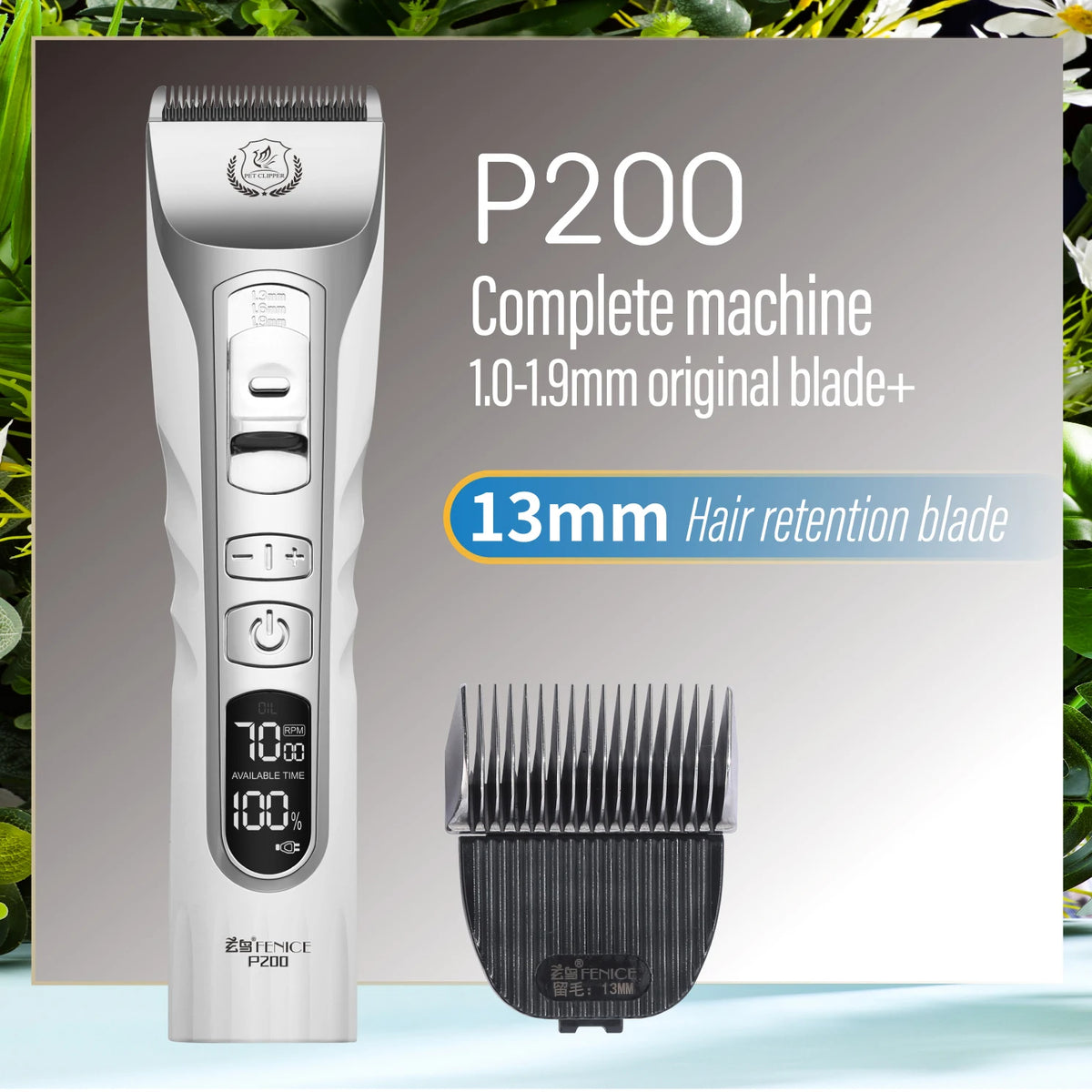 Fenice Dog Hair Cutting Machine Clippers Grooming Pet Animals Haircut Trimmer Shaver Set Pets Cordless Rechargeable Professional
