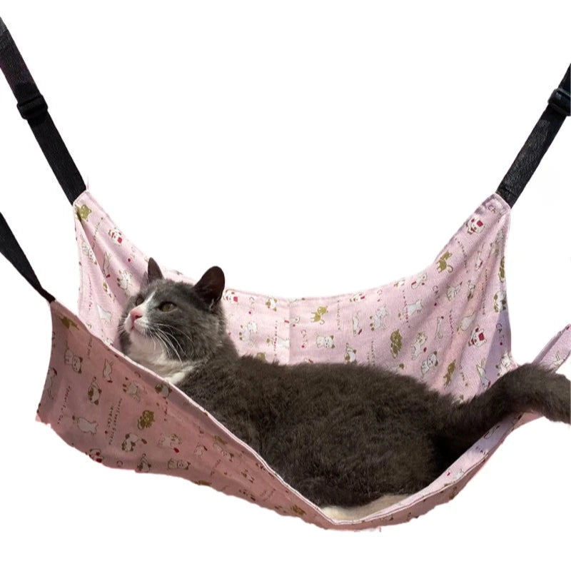 Cat Hanging Hammock, Breathable Hanging Pet Bed Cat Hammock Bed with 4 Metal Hooks for Cats Rabbits Hamsters Cat Mats Supplies