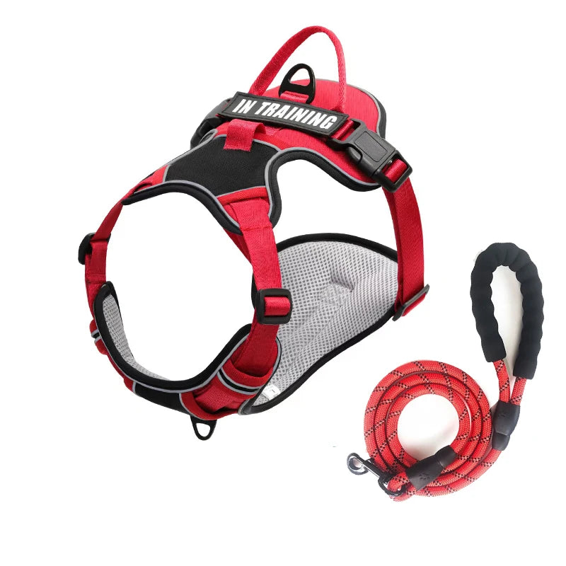 Nylon Adjustable Dog Harness Personalized Dog Harness Vest Reflective Breathable Pet Harness Leash For Small Medium Large Dogs