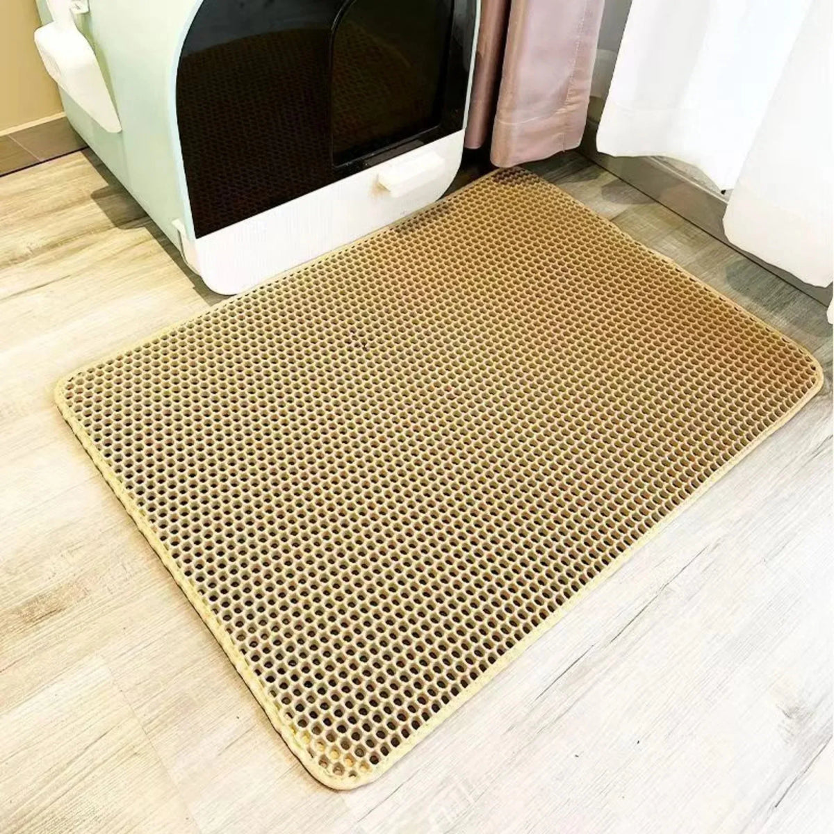 Cat Litter Trapping Mat Heavy Duty Waterproof 2 Layer Non Slip Washable Pet Floor Protector Litter Box Sand Stopper