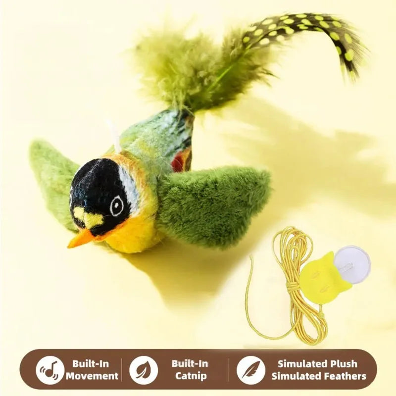 1-3Pcs The pet cat toy emulates the sound bird to amuse the cat elastic rope to relieve boredom and resist scratching and biting