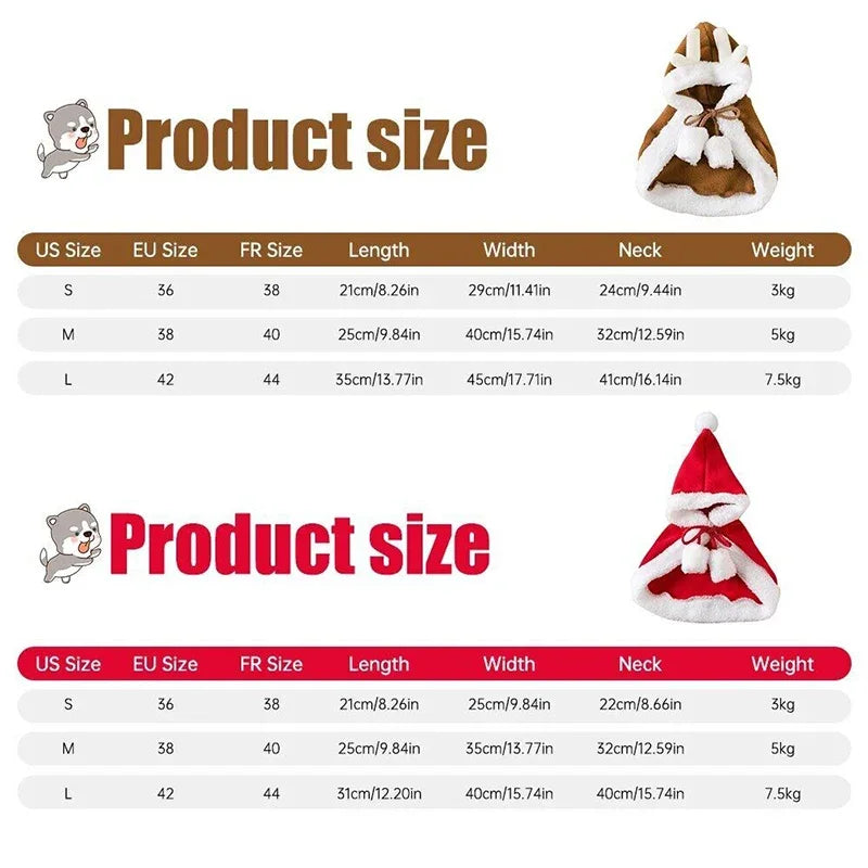 Cat Costume Santa Cosplay Funny Transformed Cat/Dog Pet Christmas Cape Dress Up Clothes Red Scarf Cloak Props Decor
