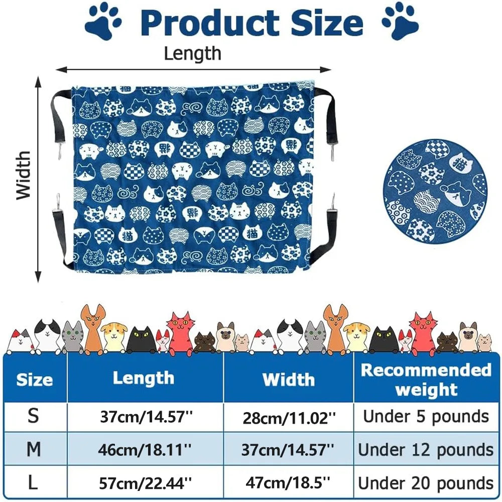 Cat Hanging Hammock, Breathable Hanging Pet Bed Cat Hammock Bed with 4 Metal Hooks for Cats Rabbits Hamsters Cat Mats Supplies